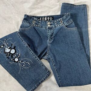 Vintage from 1990's: Ethyl Vintage Jeans Women's Size 4 Embroidery Rhinestones